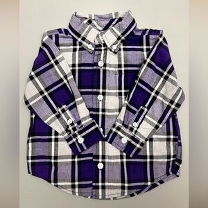 Gymboree Purple and White Plaid Button Down Shirt